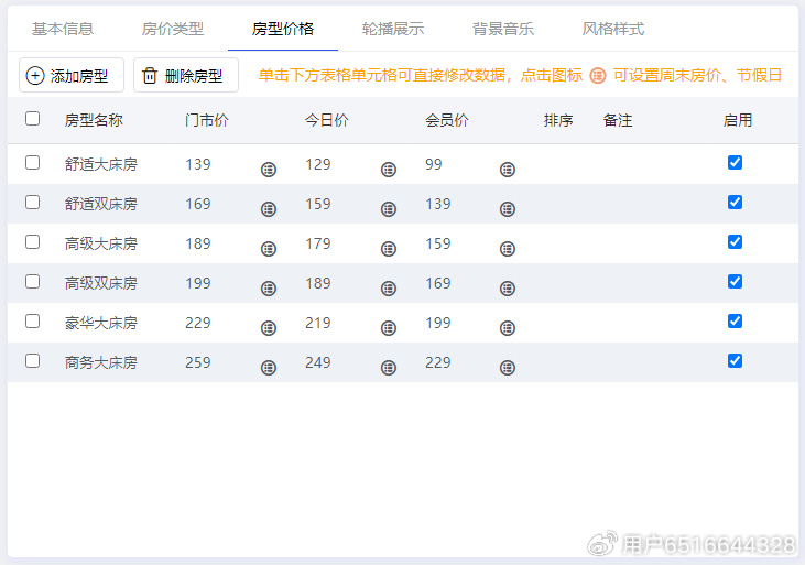 浩视奇酒店房价牌1.0版本使用教程